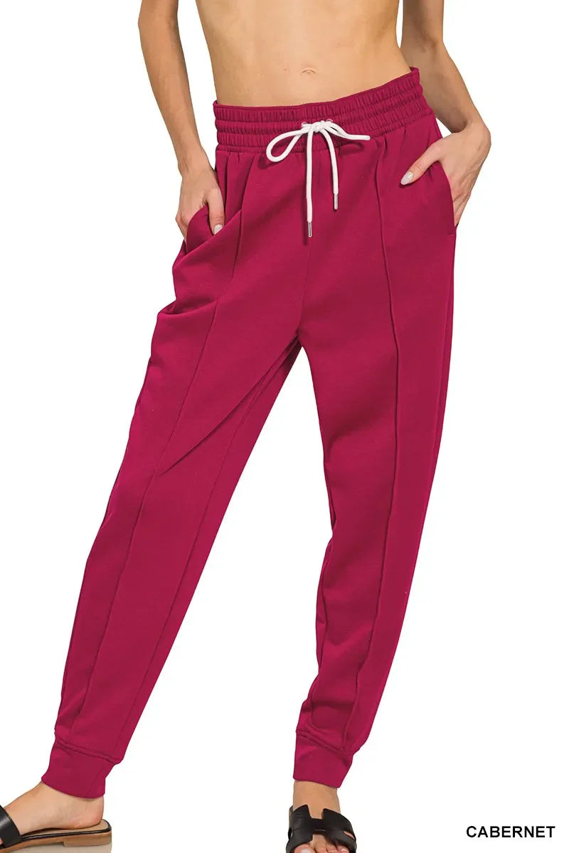 Drawstring Scuba Sweatpants with Pockets – Sleek & Comfy Style