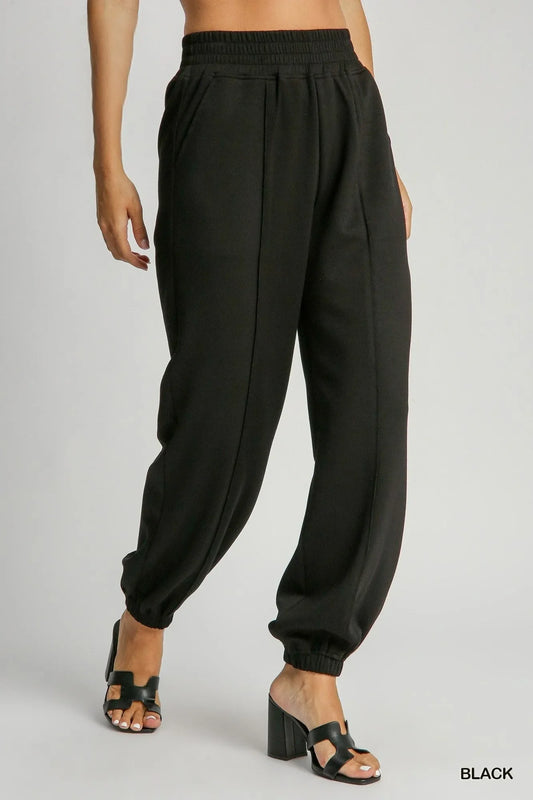 Black Jogger Pants – Soft Cotton Blend, Relaxed Fit & Ribbed Cuffs